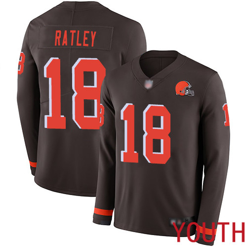 Cleveland Browns Damion Ratley Youth Brown Limited Jersey #18 NFL Football Therma Long Sleeve